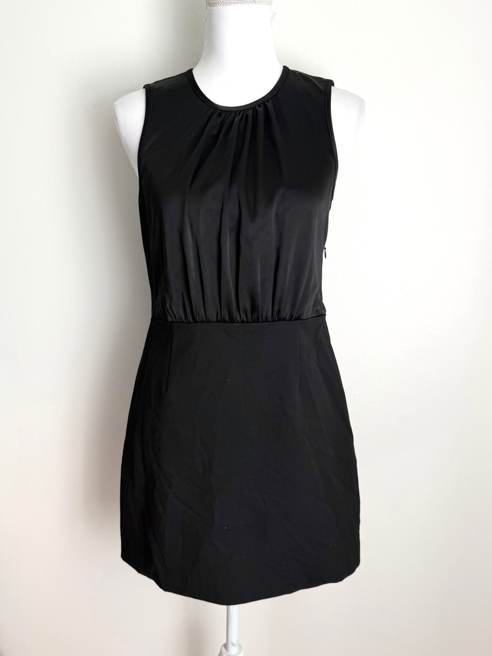 Theory Black Satin and Wool Mini Dress Size 6